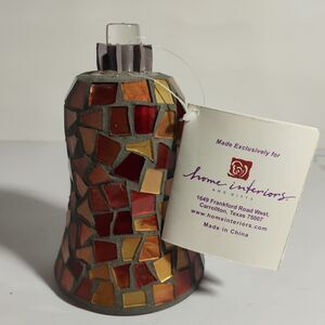 HOMCO Mosiac Red & Gold (RARE) Glass Votive Cup Candleholder NEW With Hang Tag